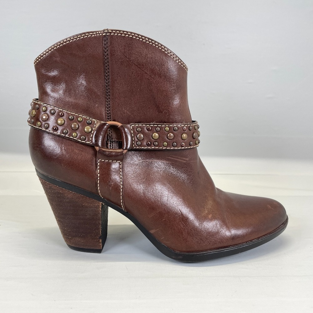 Sofft Noreen Harness Ankle Boots Womens Size 8.5M Brown Leather Zip Western Shoe